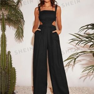 SHEIN VCAY Cut Out Slant Pockets Backless Cami Jumpsuit (large 8/10) NWT